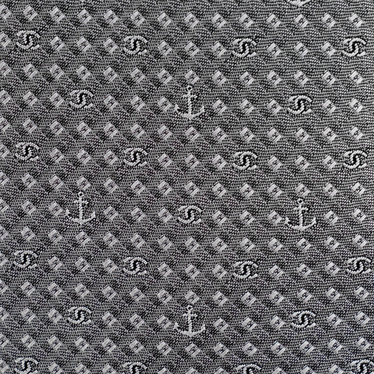 $300 CHANEL PARIS Light Grey Jacquard Tie 100% Silk - Made in Italy