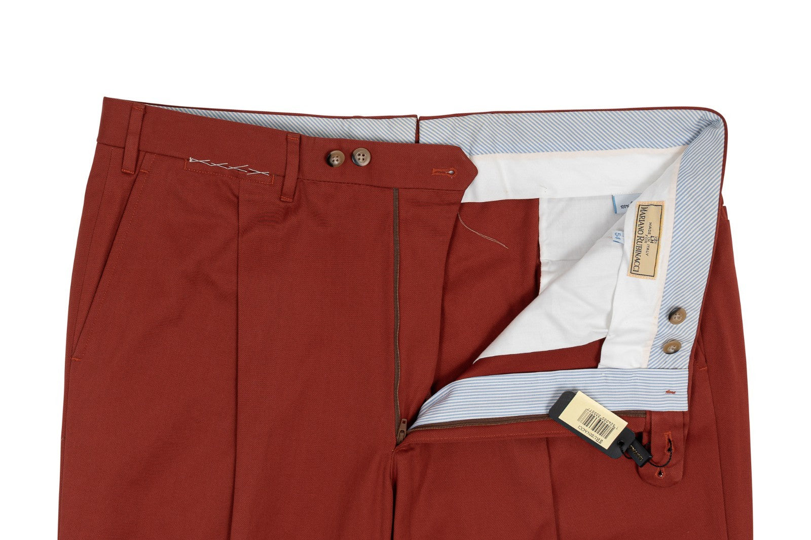 550$ RUBINACCI NAPOLI Dark Rust Cotton Twill Pant  38 US / 54 EU Made in Napoli