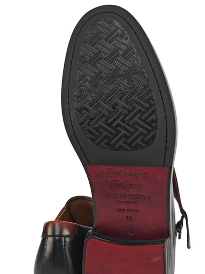 1350$ TESTONI Bolognese Goodyear Monk Shoes Black Calf 10 UK / 11 US / 44 IT