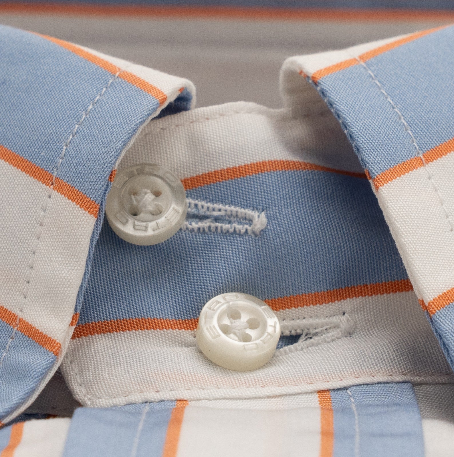500$ ETRO MILANO Shirt Striped Shirt Blue Orange Button-Down Cotton 15.5 - 39