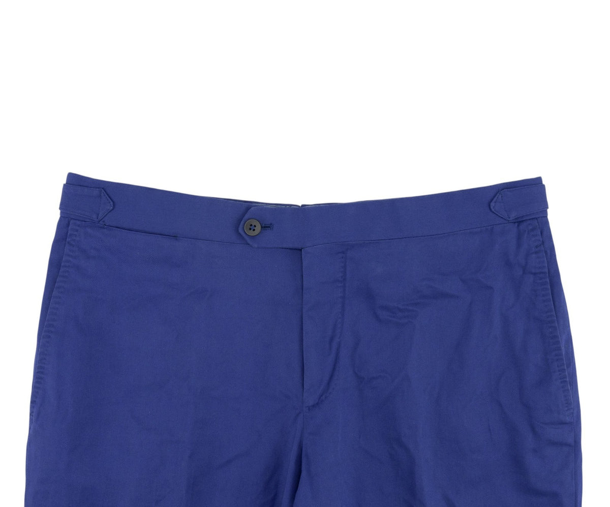 720$ ISAIA NAPOLI Cobalt Blue Chino Pant Mako Cotton Slim 34 US/50 EU