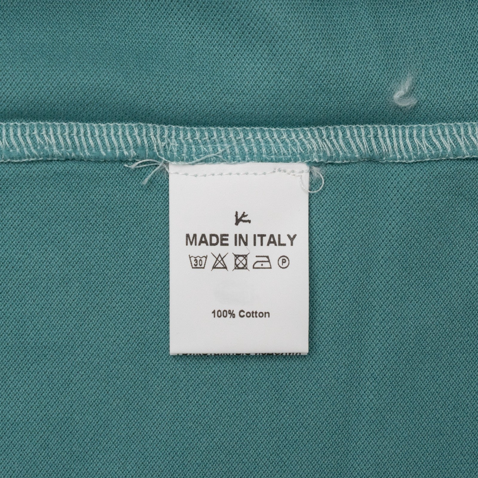 575$ ISAIA NAPOLI Garment Dyed Cotton Piquet Short Sleeve Polo Aquamarine Green