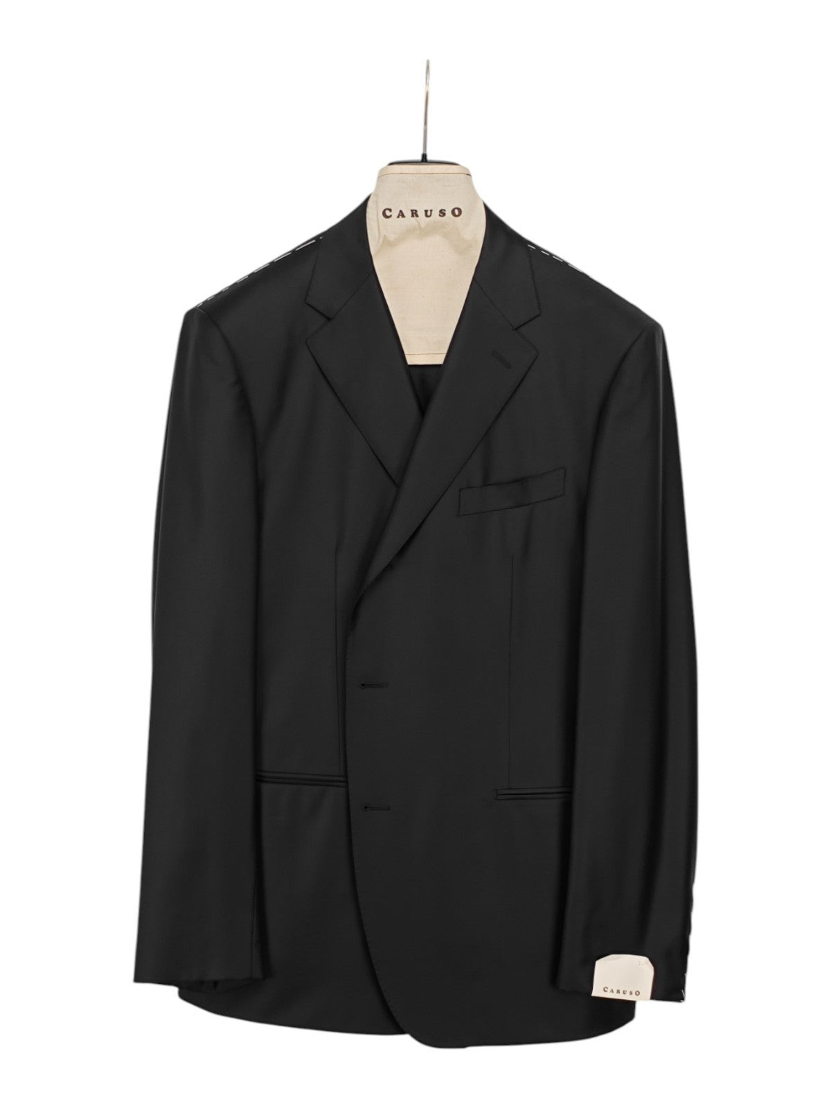 $2200 RAFFAELE CARUSO Black Suit LORO PIANA Tasmanian Wool 150's  46 US / 56 EU