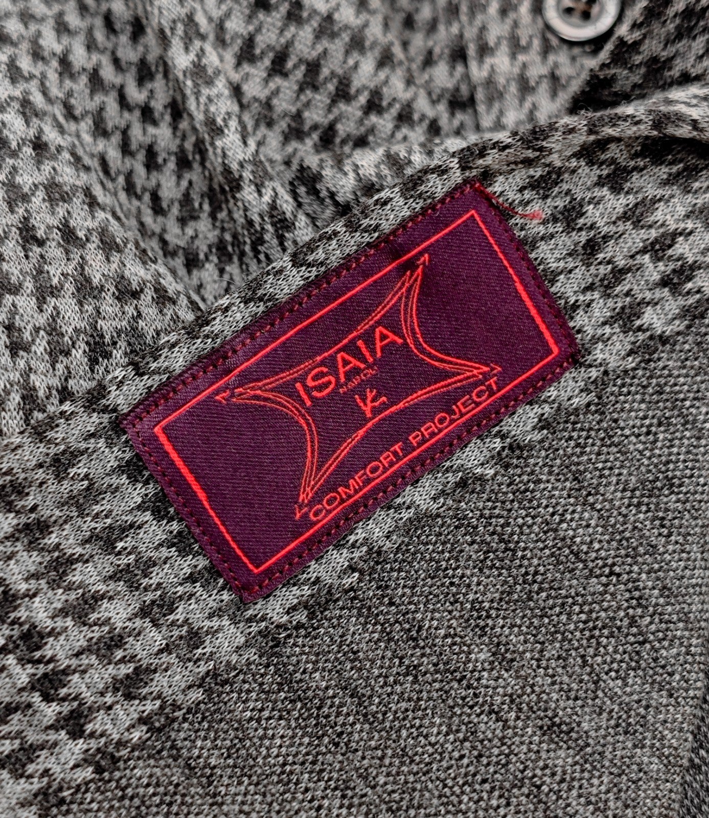 1650$ ISAIA "Comfort Project" Gray Shirt Houndstooth 100% Cashmere 17 - 43