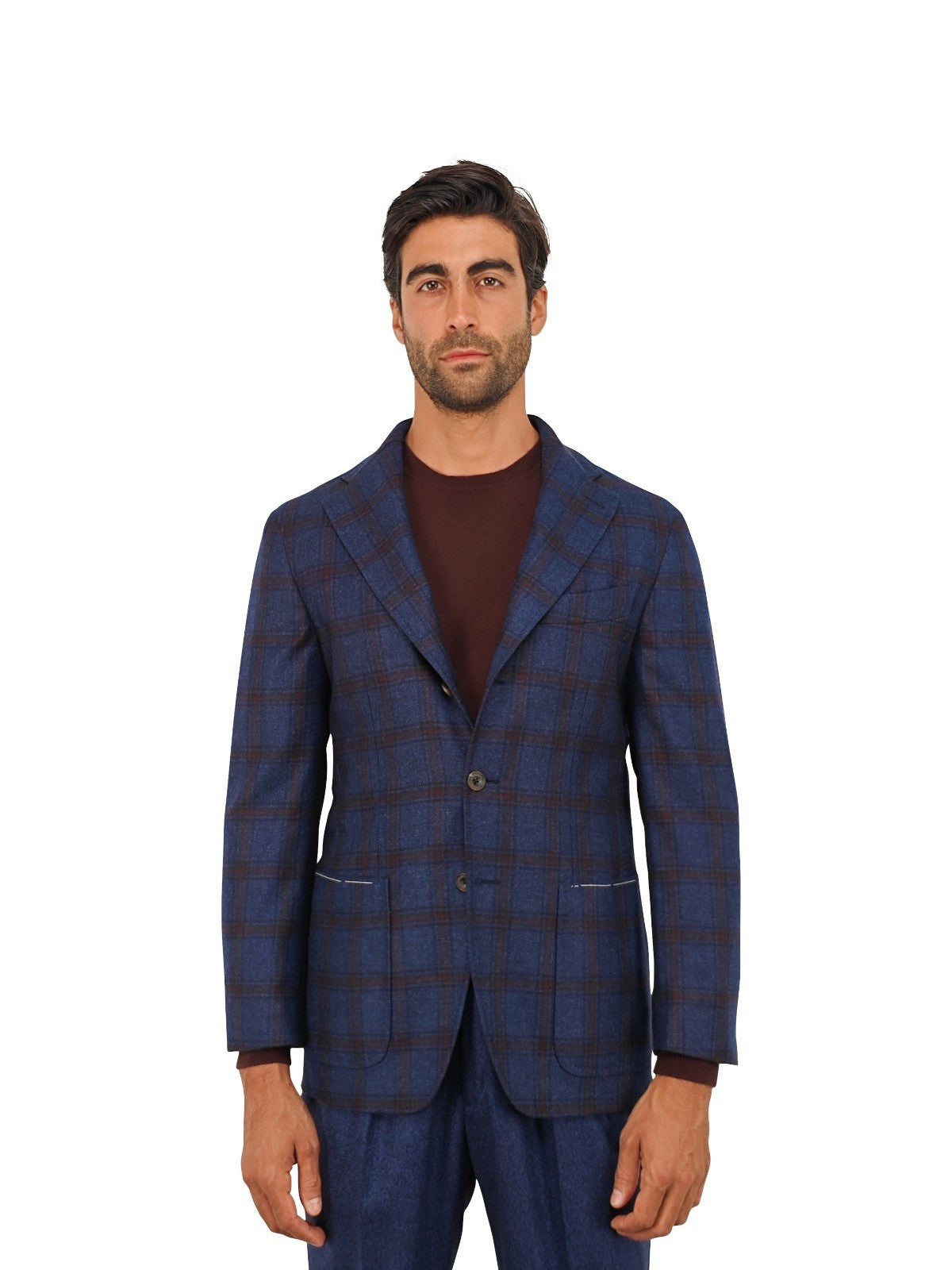 $2200 RUBINACCI NAPOLI Blue Checks Jacket Sport Coat 100% Cashmere