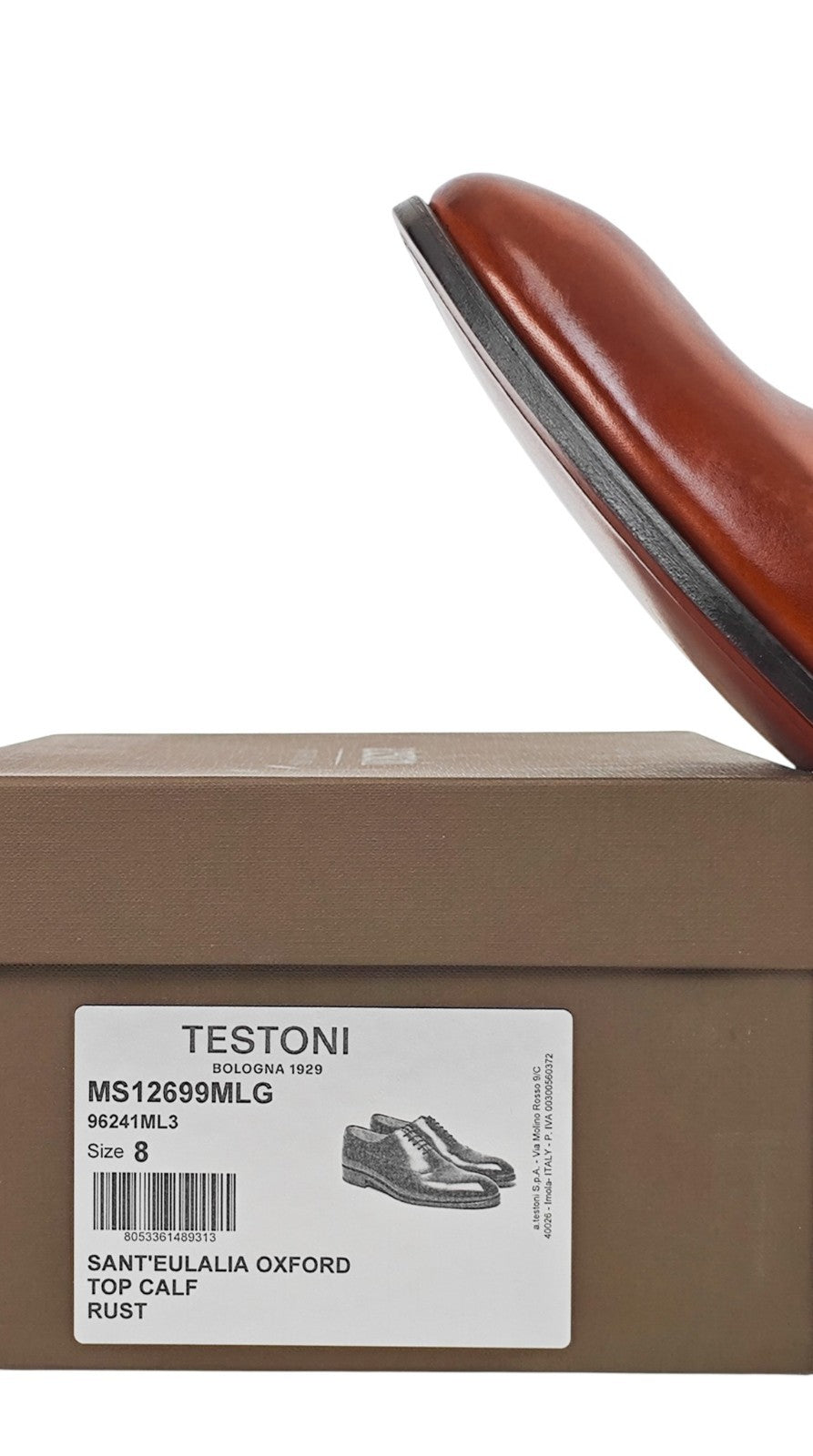1300$ TESTONI Sant'Eulalia Oxford Shoes BOLOGNESE Calf Rust 8 UK / 9 US / 42 IT