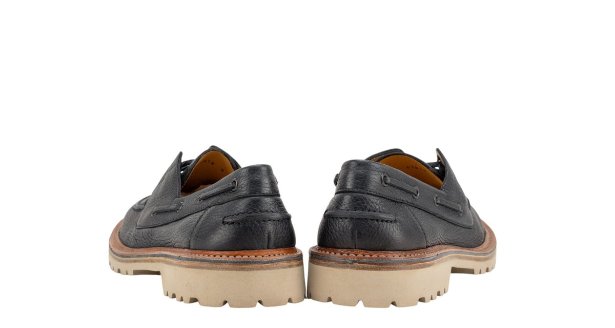 900$ TESTONI Ferrara Boat Loafer Shoes Deer Blue Navy 8 UK / 9 US / 42 IT