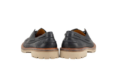 900$ TESTONI Ferrara Boat Loafer Shoes Deer Blue Navy 8 UK / 9 US / 42 IT