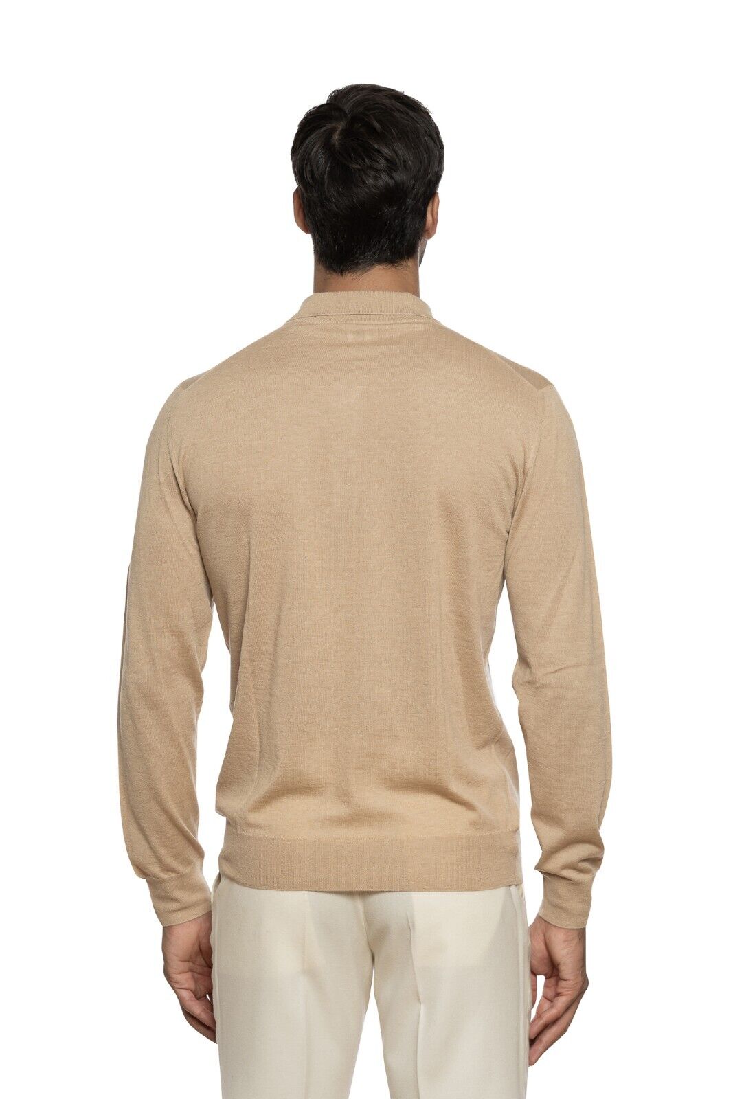$3200 FEDELI CASHMERE Beige Polo Sweater 100% VICUNA Ultra Rare