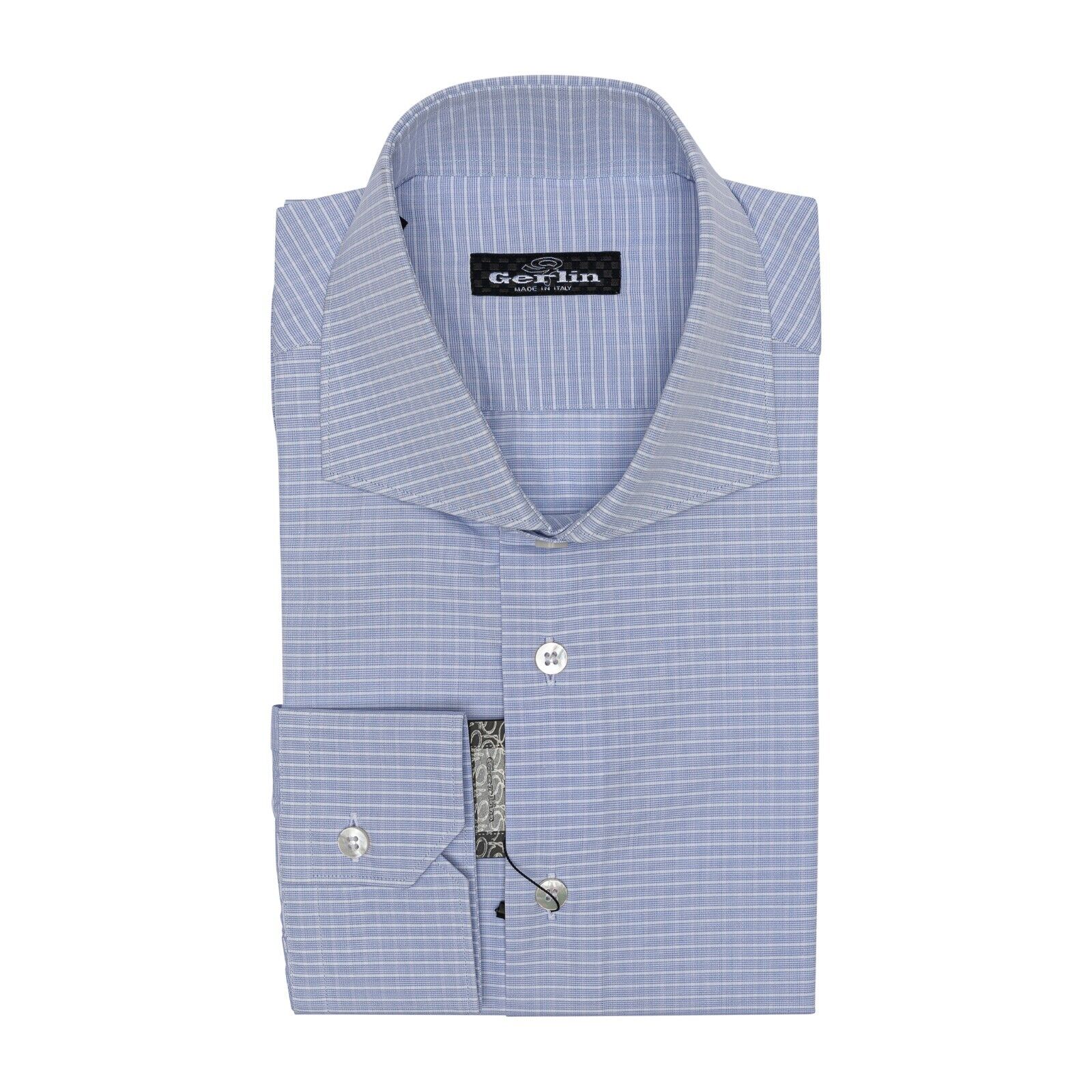 690$ LUXURY GERLIN Shirt Blue Checks ALUMO Cotton 16 - 41  1Q BIJAN