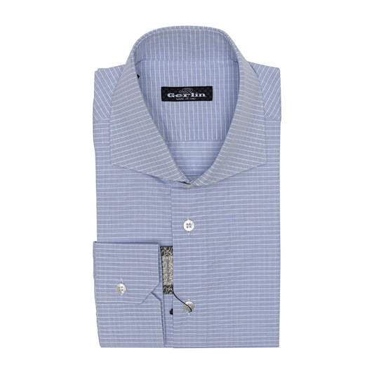 690$ LUXURY GERLIN Shirt Blue Checks ALUMO Cotton 16 - 41  1Q BIJAN