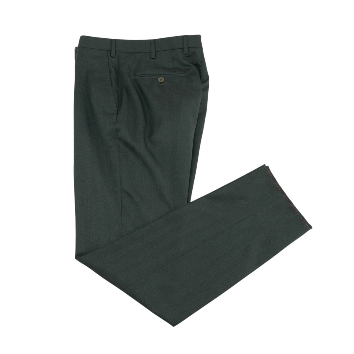 $7155 ISAIA "Sanita" Dark Green Suit Hand-Sewn Fine Wool & Silk Herringbone