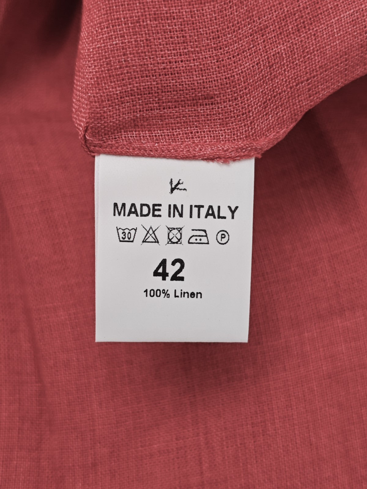 765$ ISAIA NAPOLI "Mix" Coral Red Dress Shirt Hand-Sewn 100% Linen 16.5 - 42