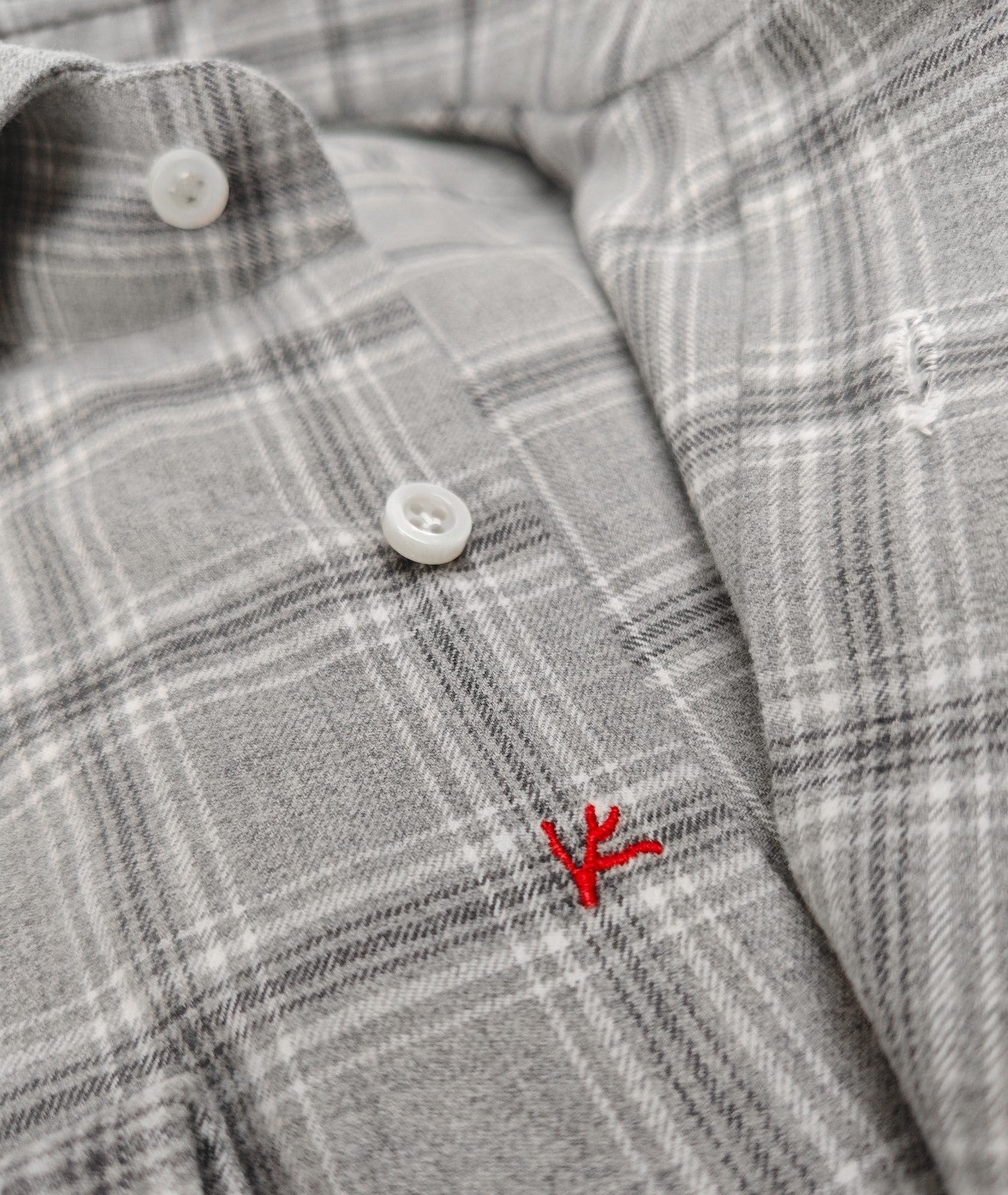 730$ ISAIA "Mix" Dress Shirt Gray Checks Hand-Sewn Flannel Cotton 16.5 - 42