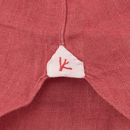 765$ ISAIA NAPOL Red Pompeian Dress Shirt Button Down 100% Linen Hand-Sewn