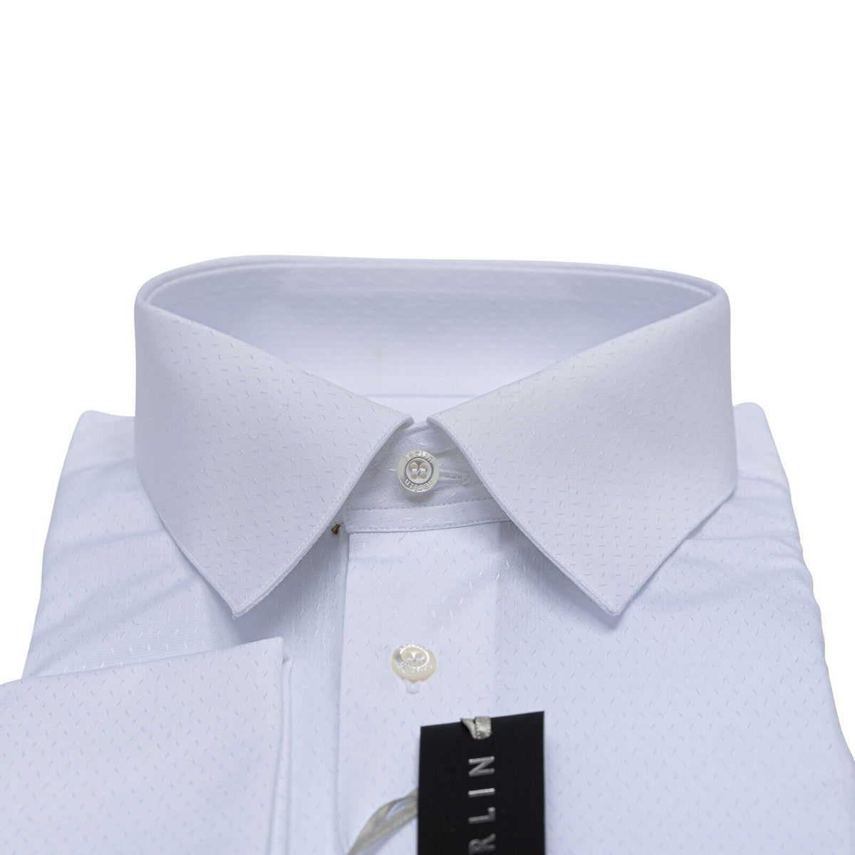 690$ ITALIAN LUXURY GERLIN Shirt White Jacquard Cotton 5B ZILLI