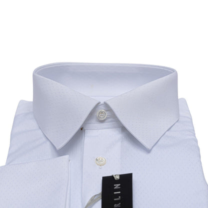 690$ ITALIAN LUXURY GERLIN Shirt White Jacquard Cotton 5B ZILLI