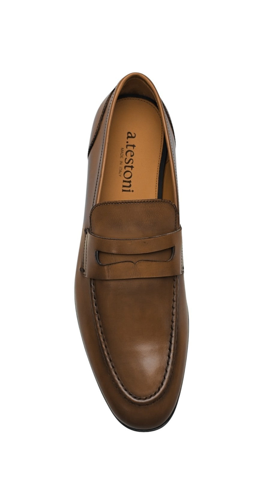 1250$ TESTONI Penny Loafer Shoes Burnished Calf Caramel 8 UK / 9 US / 42 IT