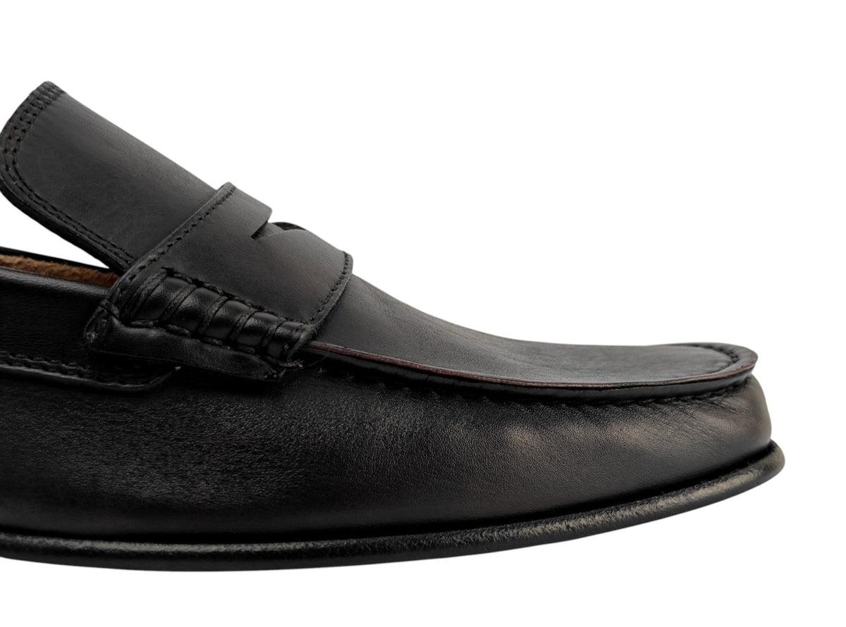 $1200 TESTONI "Bracciano" Unlined Loafer Shoes Soft Delavè Calf Black
