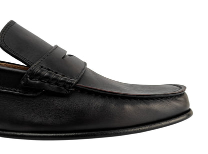 $1200 TESTONI "Bracciano" Unlined Loafer Shoes Soft Delavè Calf Black
