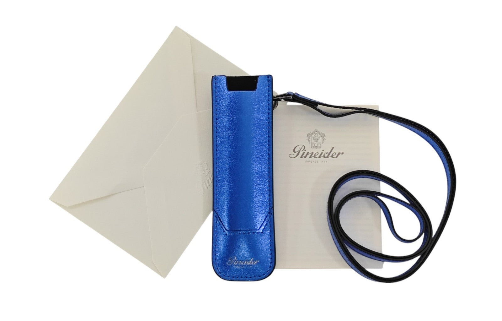 150$ PINEIDER FIRENZE 1774 "Metro Smooth" Pen Holder Calf Laminated Blue