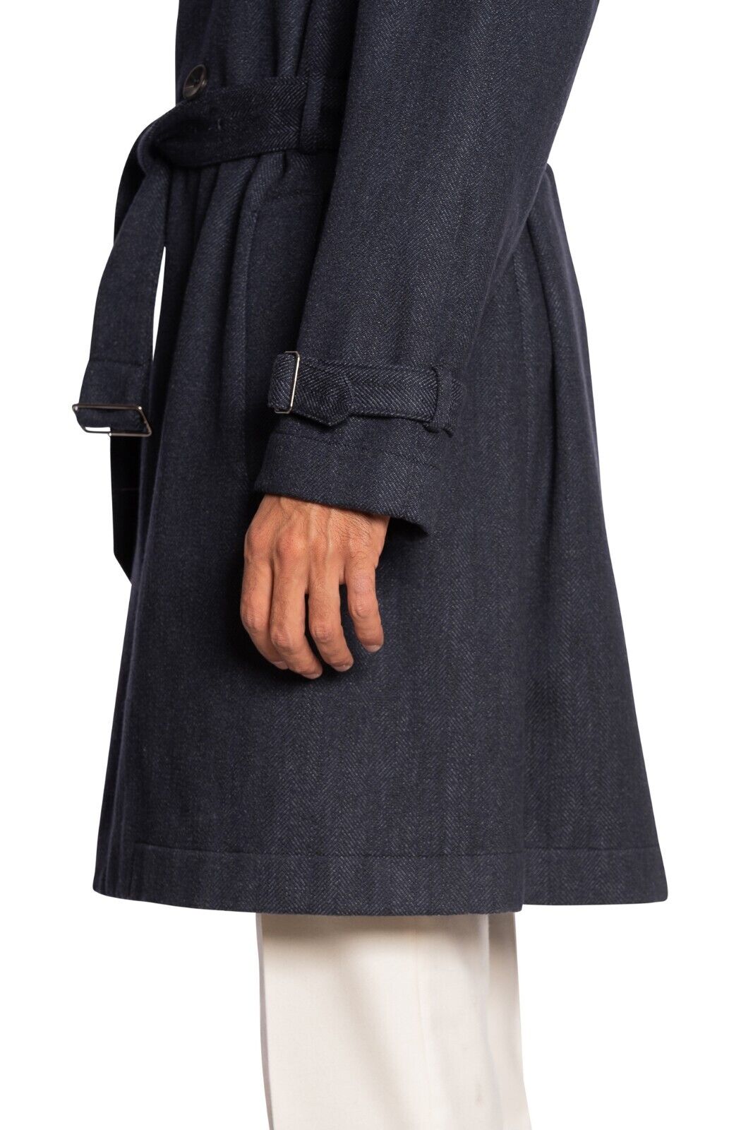 $2200 BOGLIOLI Double Breasted Blue Trench Coat Cashmere Blend 42 US / 52 EU