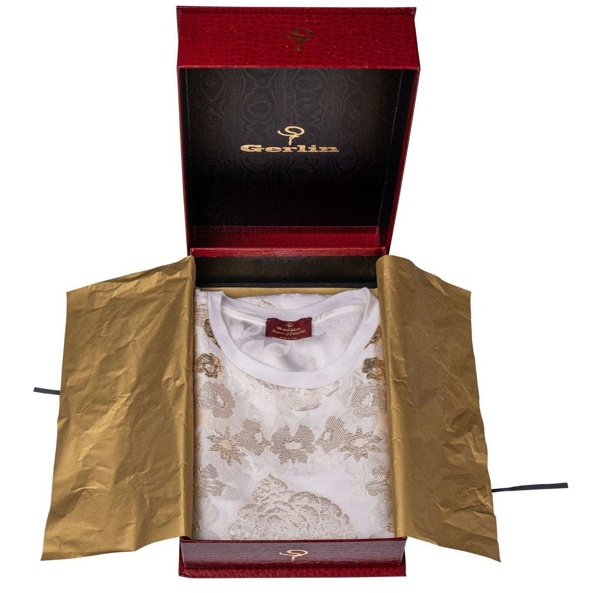 LUXURY 2900$ GERLIN T-Shirt REAL GOLD THREADS 24 karat 100% Silk   ZILLI