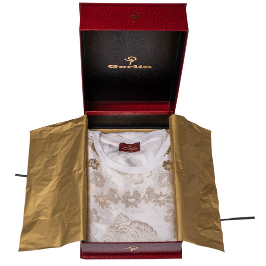 LUXURY 2900$ GERLIN T-Shirt REAL GOLD THREADS 24 karat 100% Silk   ZILLI