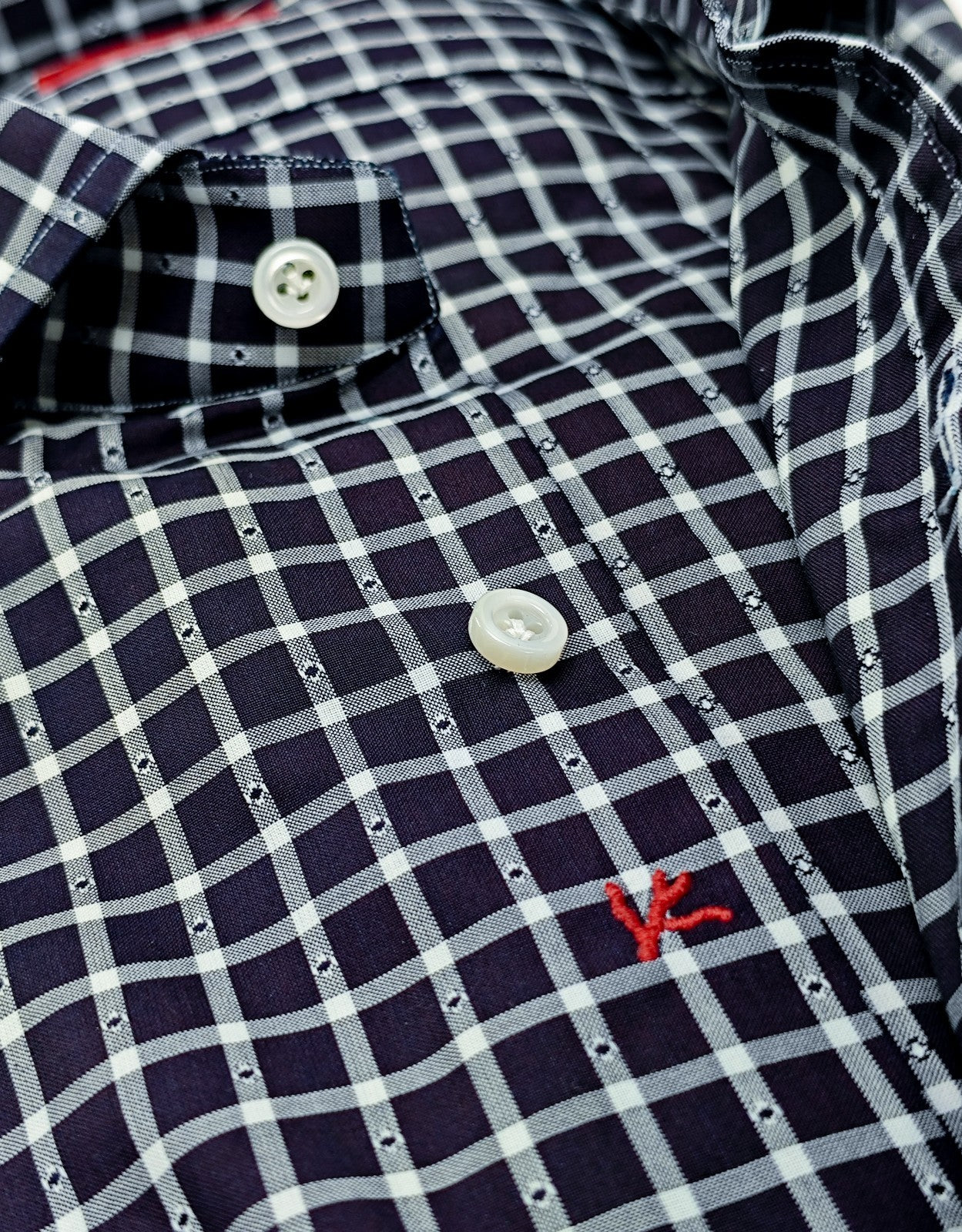 730$ ISAIA "Italia" Blue Dress Shirt Checks Hand-Sewn Fine Cotton 15.75 - 40