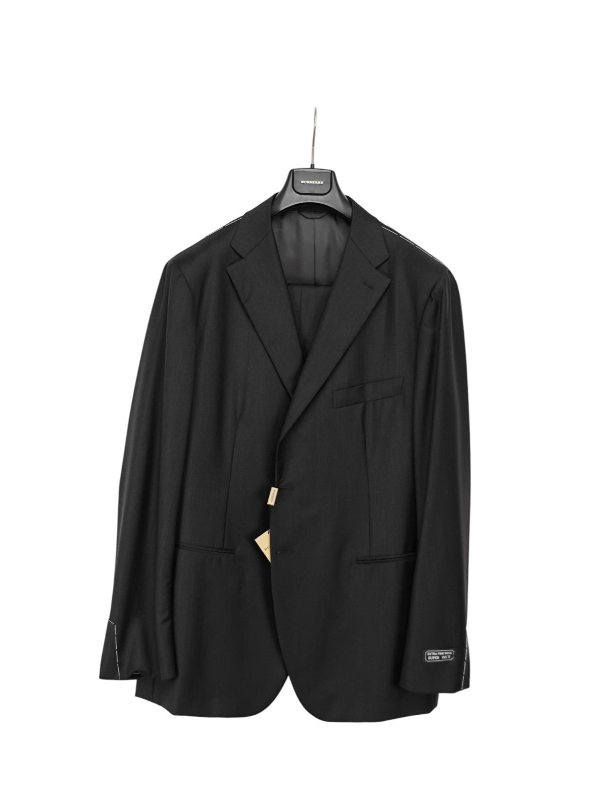 $1800 BURBERRY LONDON Charcoal Gray Solid Suit Fine Wool 150's  48 US / 58 EU 7R