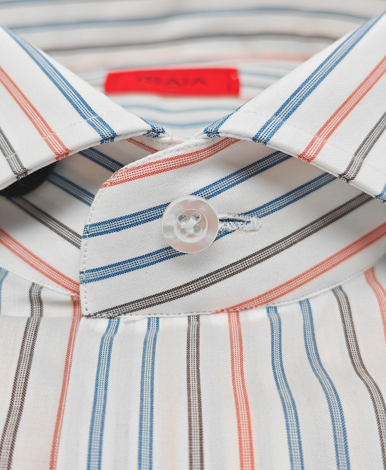 740$ ISAIA NAPOLI "Mix" Dress Shirt White mix Striped Fine Cotton 16.5 - 42