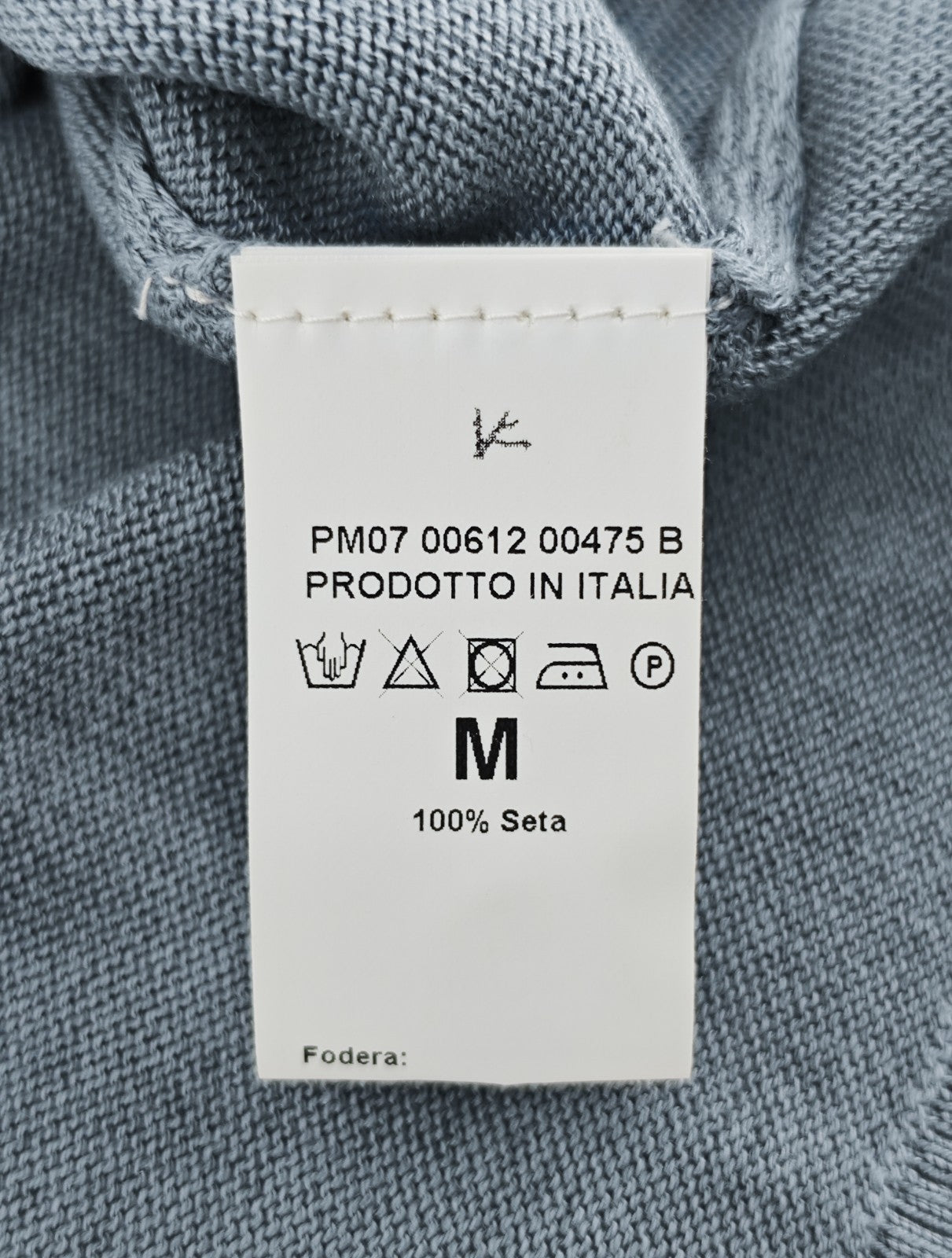 2100$ ISAIA NAPOLI Ice Blue Polo Sweater Long Sleeve 100% Silk Size M