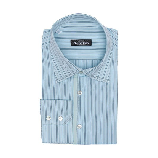 690$ LUXURY GERLIN Shirt Striped ALUMO Jacquard Cotton 16 - 41 1S ZILLI