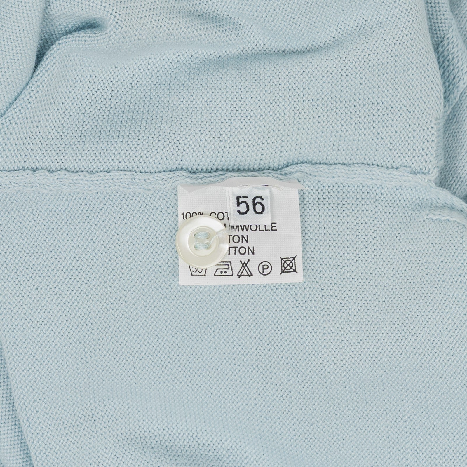490$ RUBINACCI NAPOLI Light Blue Polo Sweater Sea Island Knit Cotton