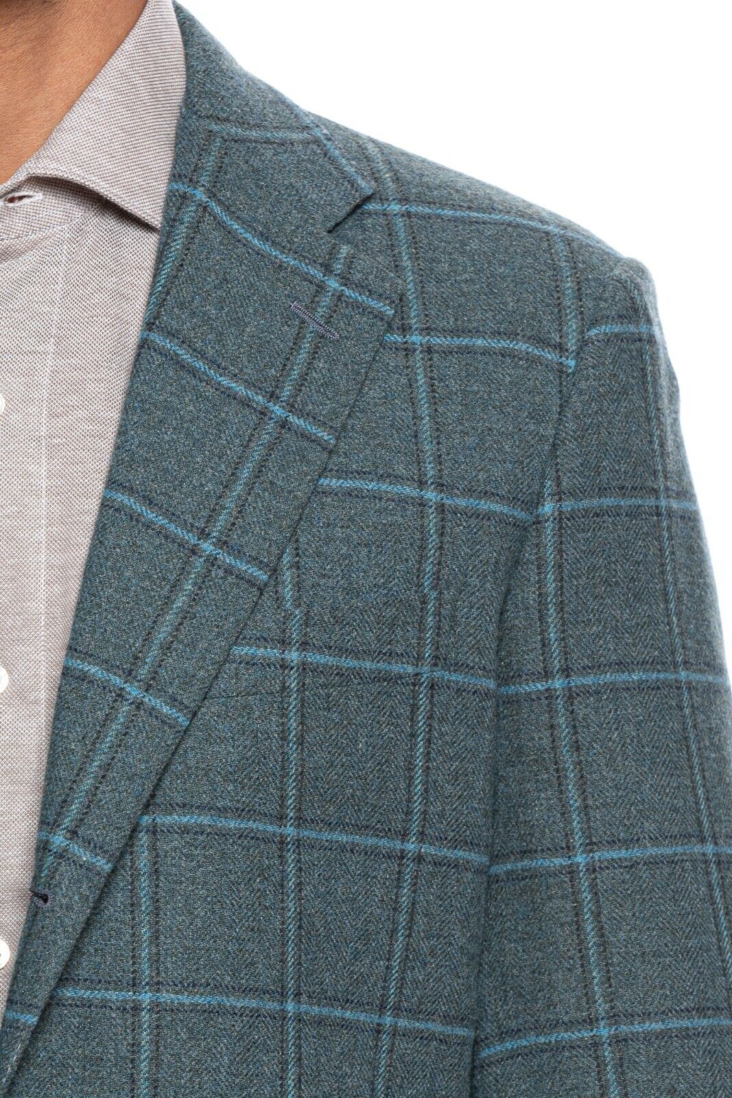 $2290 BELVEST Windowpane Green Wool Blend Jacket Blazer 39 US / 49 EU Drop 7R