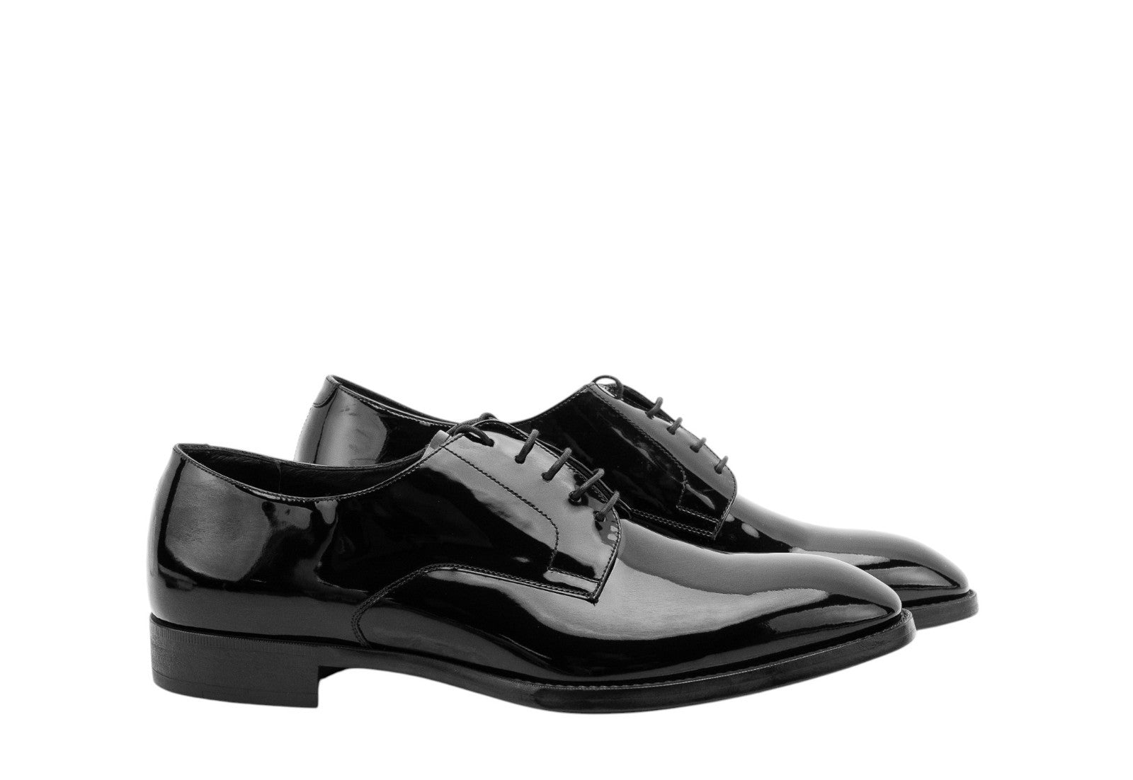 1220$ GIORGIO ARMANI Derby Shoes Black Patent Leather 8 UK 10 US 42 IT