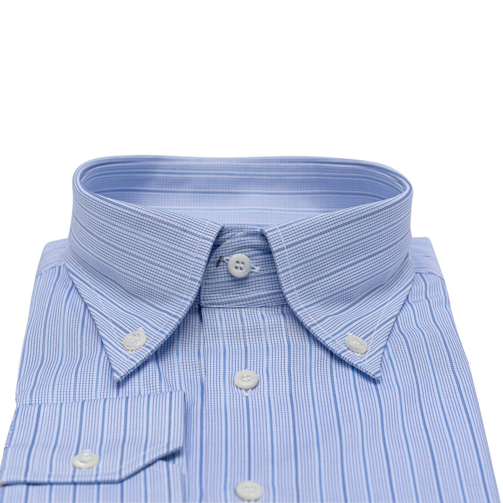 690$ LUXURY GERLIN Shirt Blue Point Collar Cotton 17.75 - 45 2G BIJAN