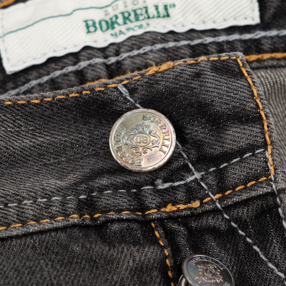 415$ LUIGI BORRELLI NAPOLI Washed Dark Grey Denim Jeans Cotton 35 US / 51 EU