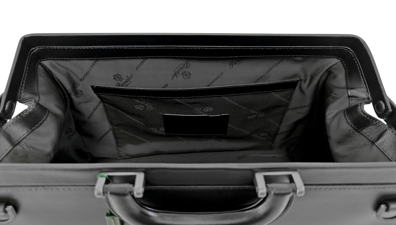 1450$ PINEIDER FIRENZE 1774 Grained Calf Work Doctor Bag Laptop Black