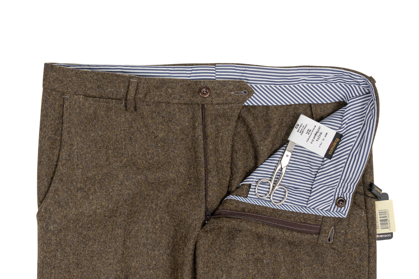 670$ RUBINACCI NAPOLI Brown Trouser Pant Flannel Wool 36 US / 52 EU