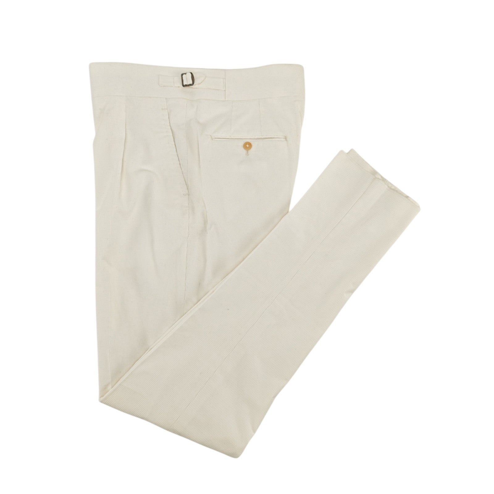 1350$ ISAIA "Casalnuovo" Ivory Dress Pant Corduroy Cotton Wool 34 US / 50 EU
