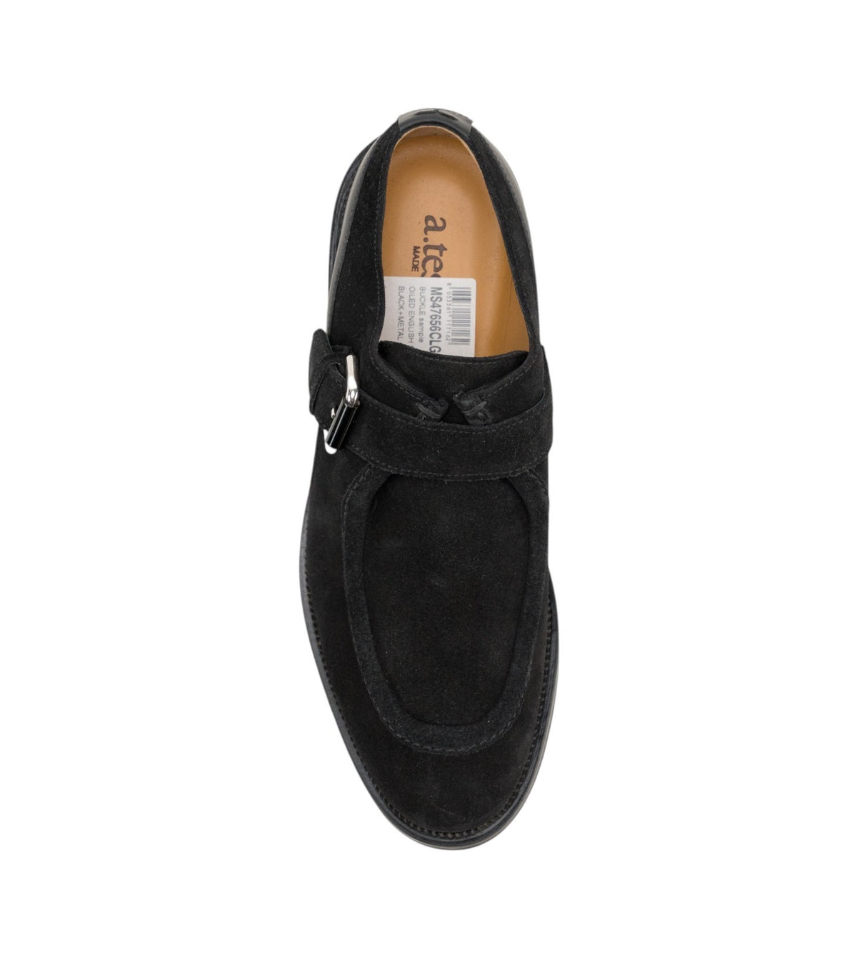 1200$ TESTONI Single Monk Shoes Buckle English Suede Black 8 UK / 9 US / 42 IT