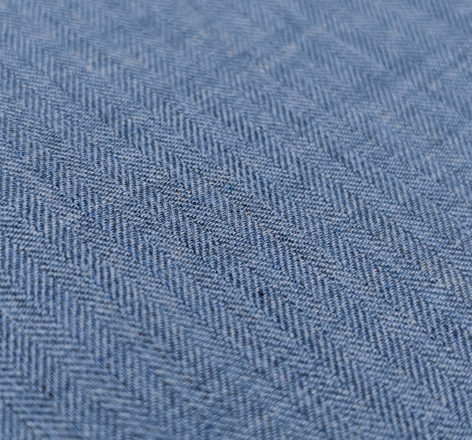 780$ ISAIA Dress Shirt Medium Blue Herringbone Fine Cotton 17.5 - 44