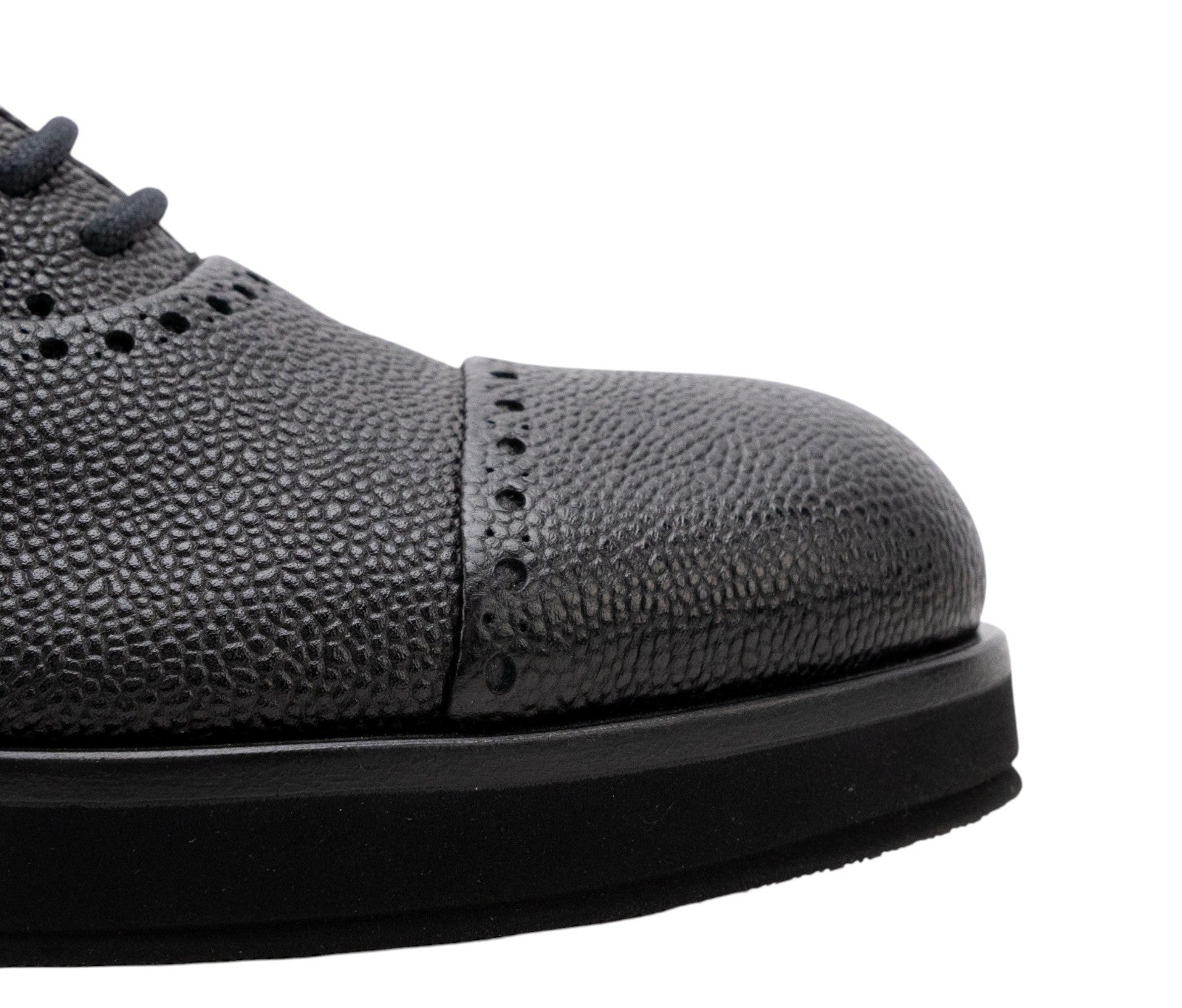 1120$ GIORGIO ARMANI Derby Shoes Brogue Black Grained Leather 5 UK  6 US  39 IT
