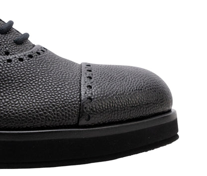 1120$ GIORGIO ARMANI Derby Shoes Brogue Black Grained Leather 5 UK  6 US  39 IT