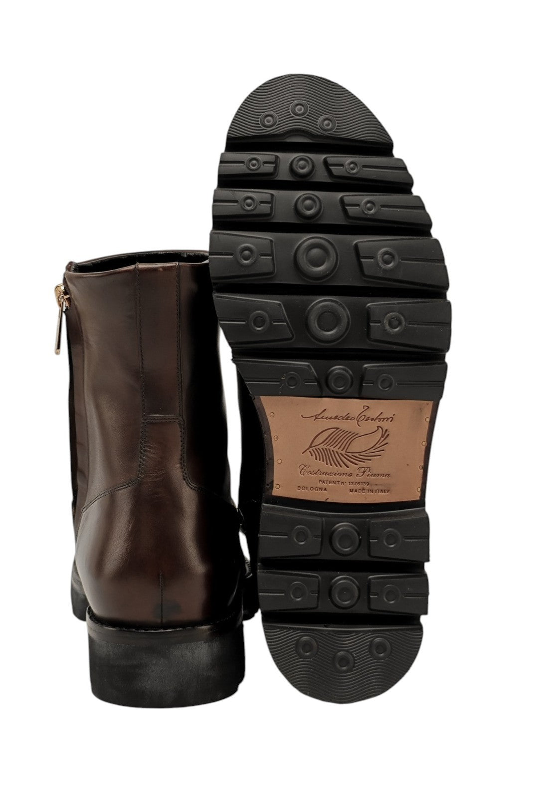 1550$ TESTONI "Piuma" Ankle Zip Boot Top Calf Delavè Cigar 8 UK / 9 US / 42 IT