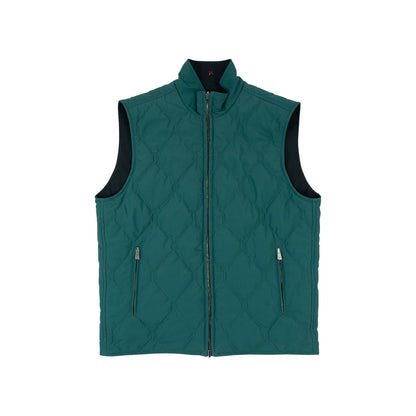 $2800 ISAIA NAPOLI Green & Blue Reversible Vest Jacket Techno Wool 38 US / 48 EU