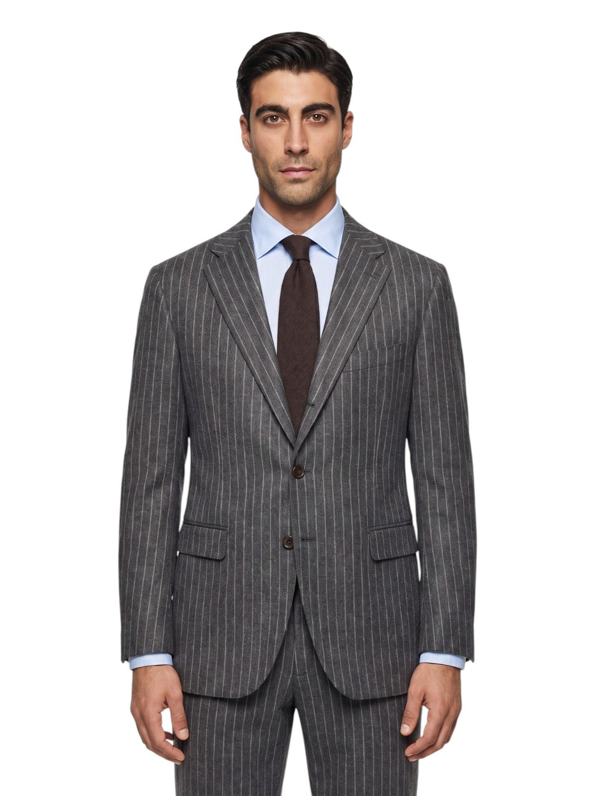 $1800 BURBERRY LONDON 3/2 Roll Suit Wool 100's Pinstripe Gray  46 US / 56 EU 7R