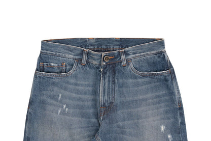 690$ ISAIA NAPOLI Blue Scratch Denim Jeans Trousers Pant Cotton 32 US / 48 EU