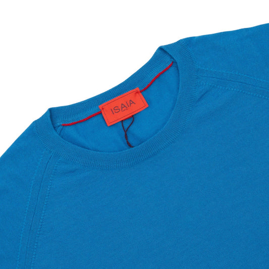 1825$ ISAIA NAPOLI Sky Blue Crewneck Sweater Knit Cashmere - Silk Size M